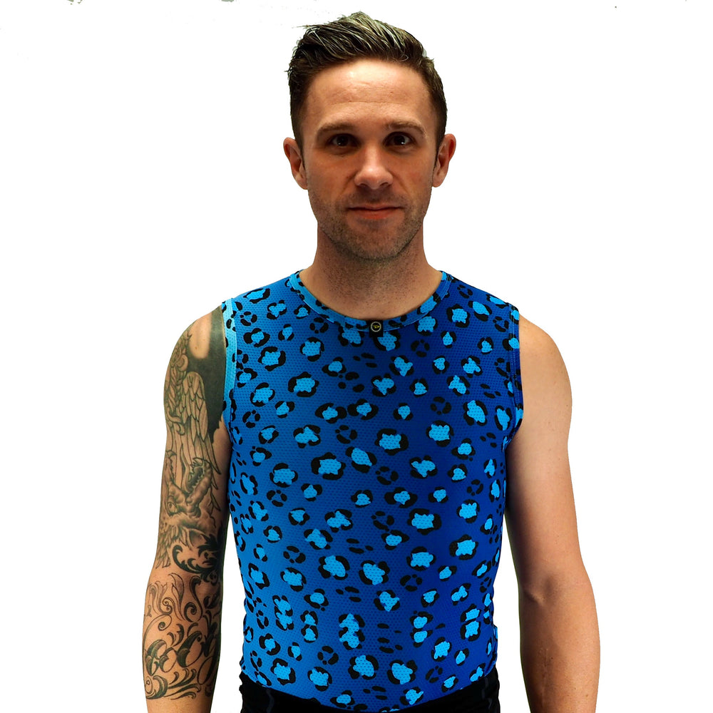 DeFeet UnDLite Sublimation - Blue Leopard Base Layers #athletic# #cycling# #run#